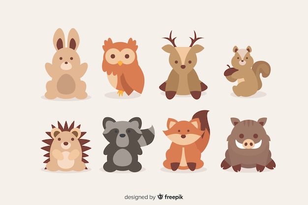 Autumn forest animals flat design