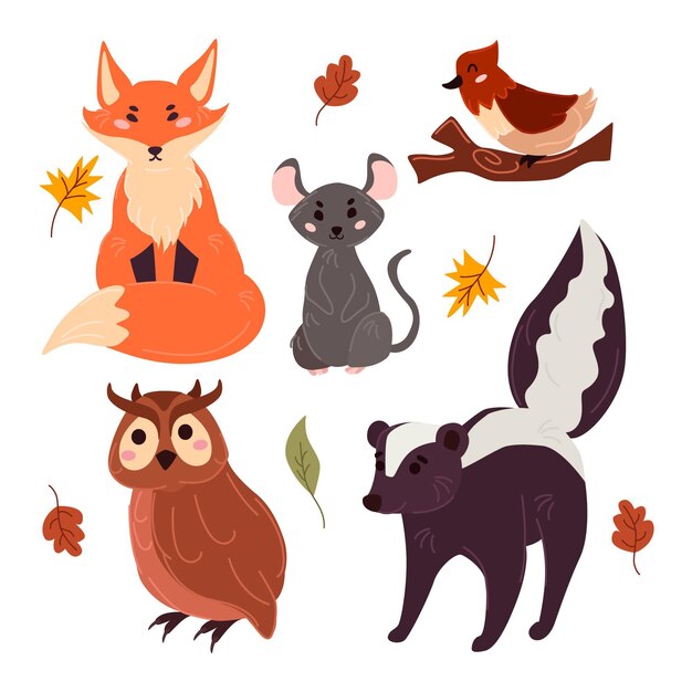 Autumn forest animals hand-drawn design