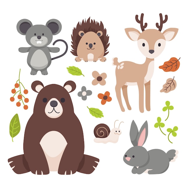 Autumn forest animals hand-drawn design