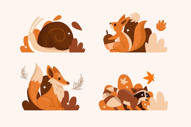 Free Vector autumn forest animals pack