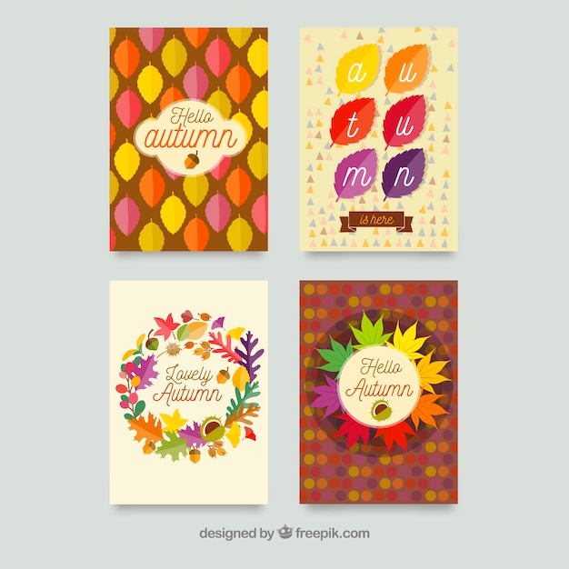 Free Vector autumn greeting card collection