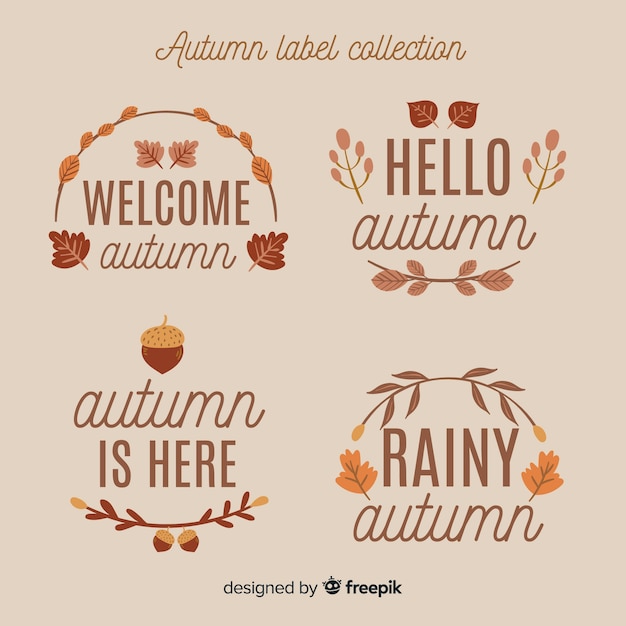 Free Vector  autumn label collection with leaves