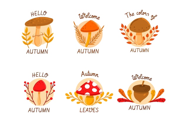 Free Vector autumn label collection