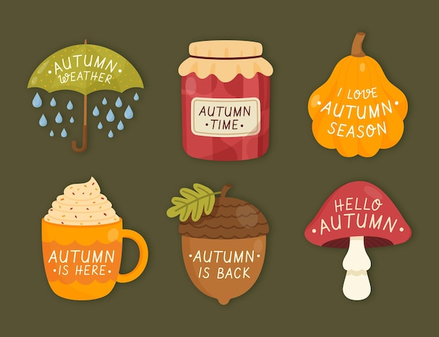 Free Vector autumn labels collection