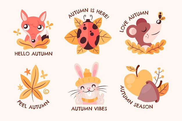 Free Vector autumn labels collection