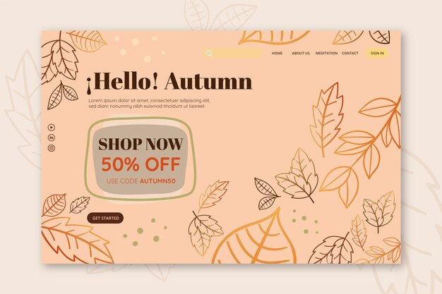 Free Vector autumn landing page template