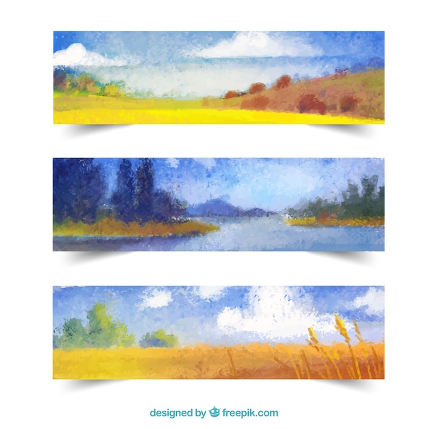 Free Vector autumn landscape banners