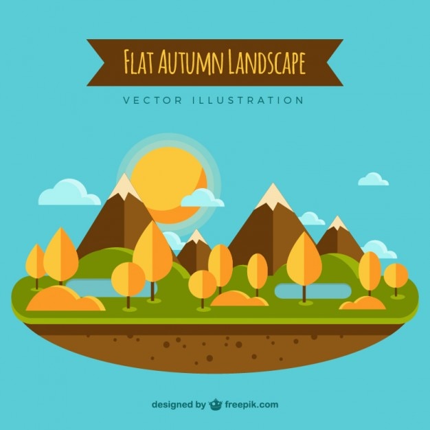 Free Vector autumn landscape in flat style