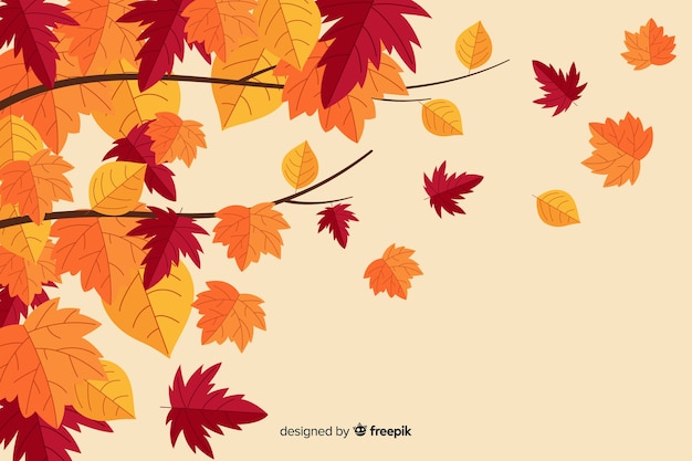 Autumn leaves background flat style