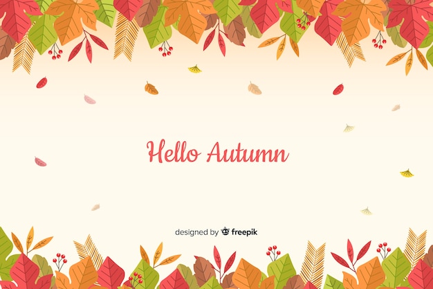 Autumn leaves background flat style