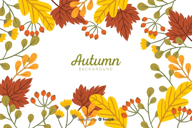 Autumn leaves background hand drawn style