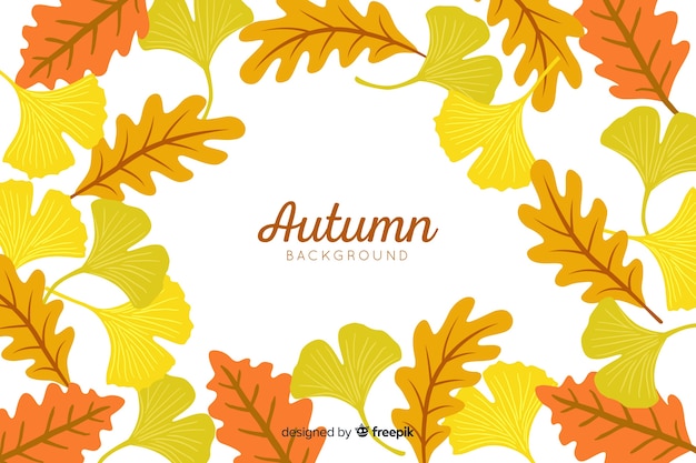 Autumn leaves background hand drawn style