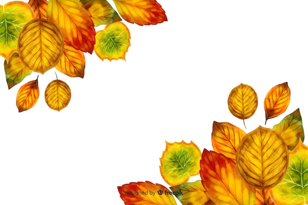 Autumn leaves background watercolor style