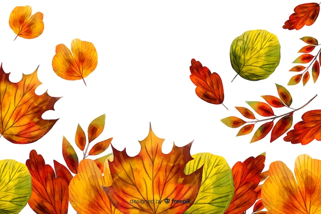 Free vector autumn leaves background watercolor style