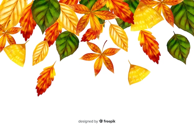 Free Vector autumn leaves background watercolor style