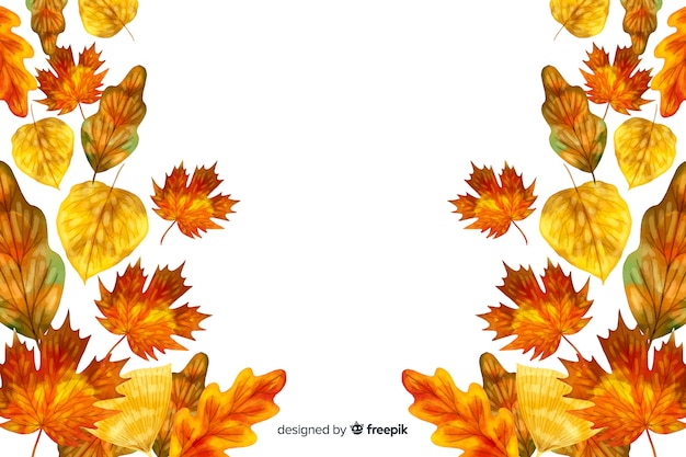 Autumn leaves background watercolor style