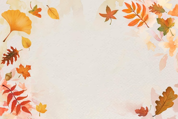 Autumn leaves beige background vector