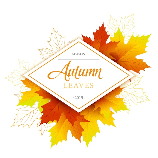 Autumn leaves label with fallen leaves