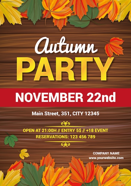 Free Vector autumn party poster