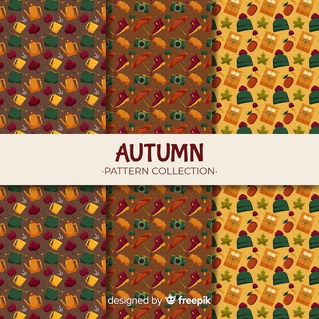 Autumn pattern collection flat style