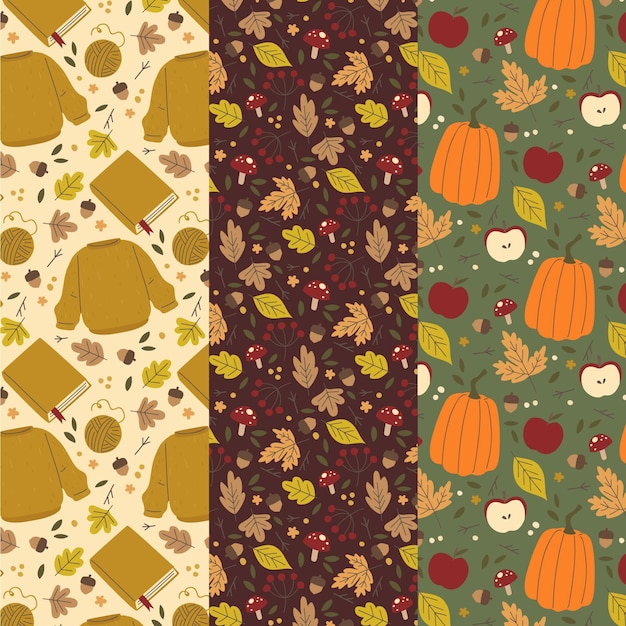 Free vector autumn pattern collection