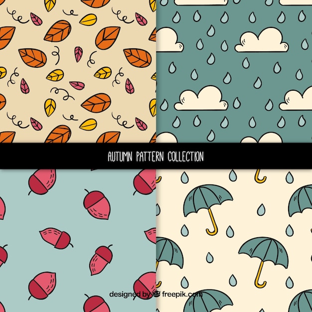 Free Vector autumn patterns collection with nature 