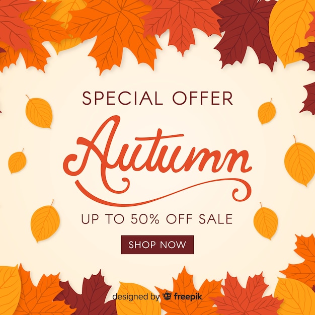 Autumn sale background flat design