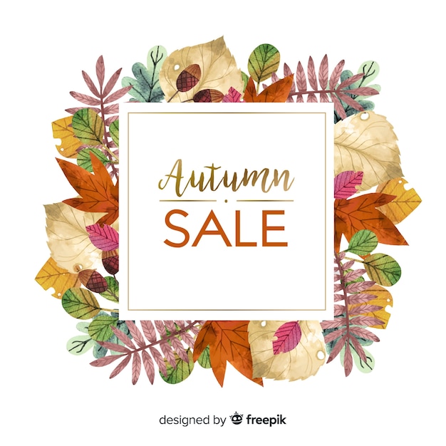 Free vector autumn sale background watercolor style