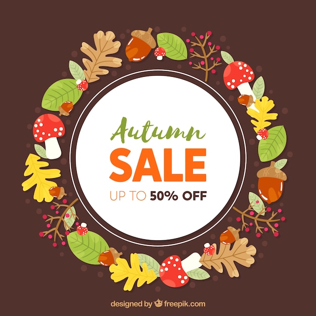 Autumn sale background with colorful leaves