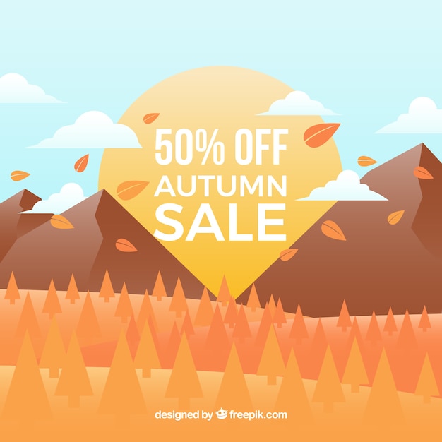 Free vector autumn sale background with landscape