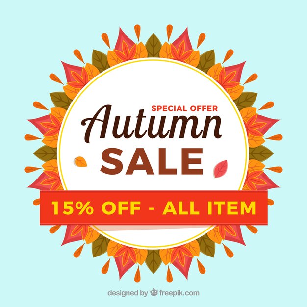 Autumn sale background with leaves