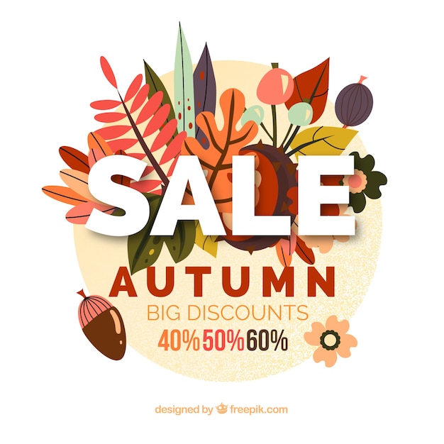 Free Vector autumn sale background with leaves