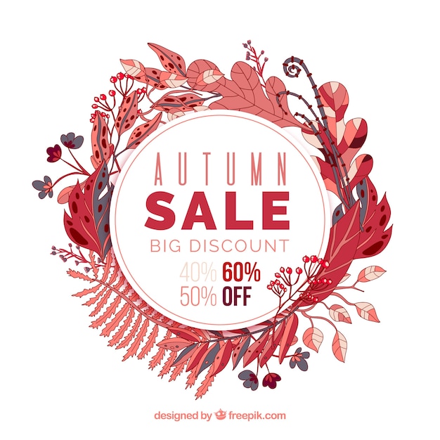 Free Vector autumn sale background with leaves