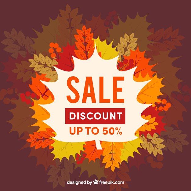 Autumn sale background with leaves