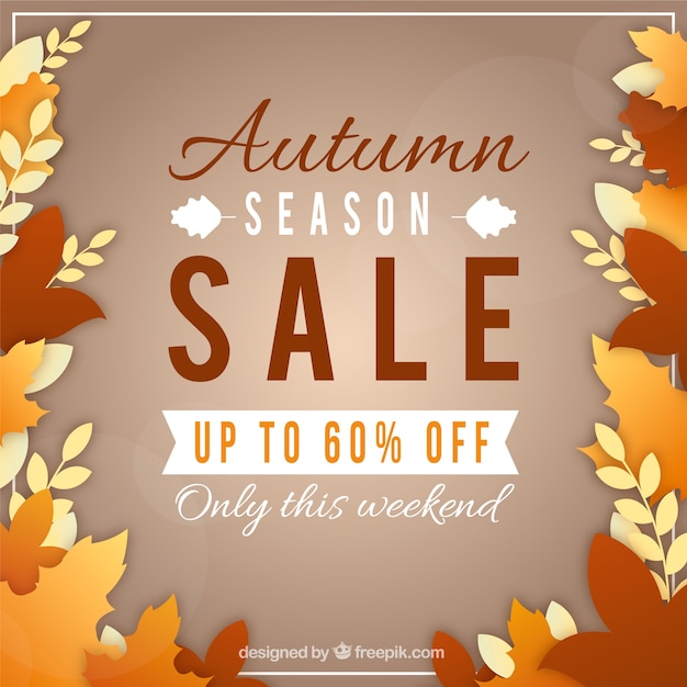 Autumn sale background with leaves