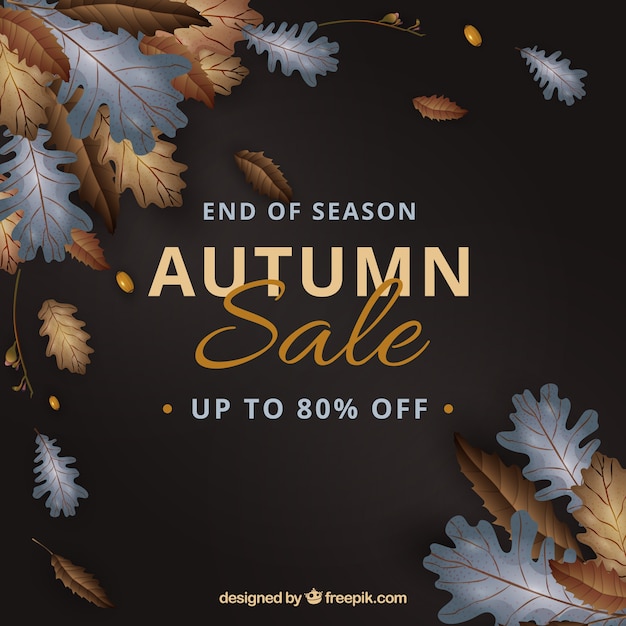 Free Vector autumn sale background with leaves