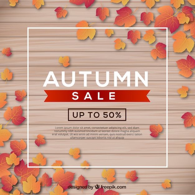 Free Vector autumn sale background with realistic leaves