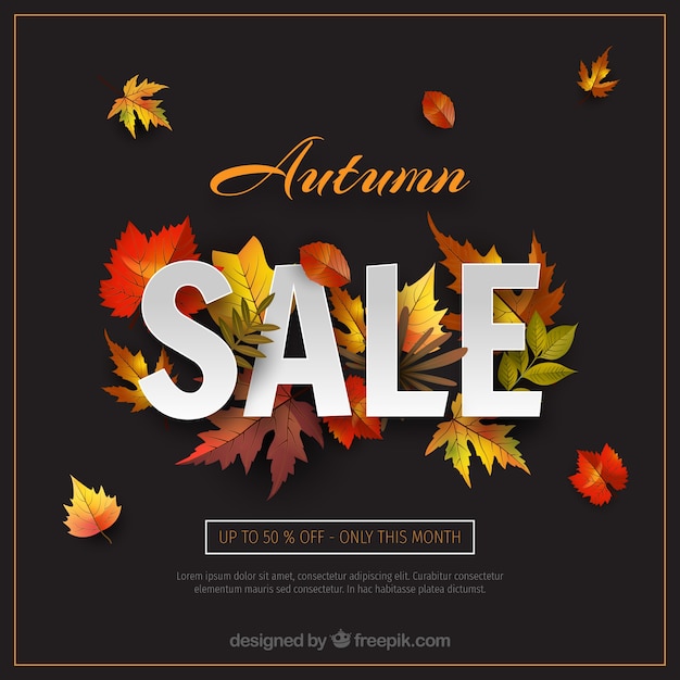 Autumn sale background with realistic leaves