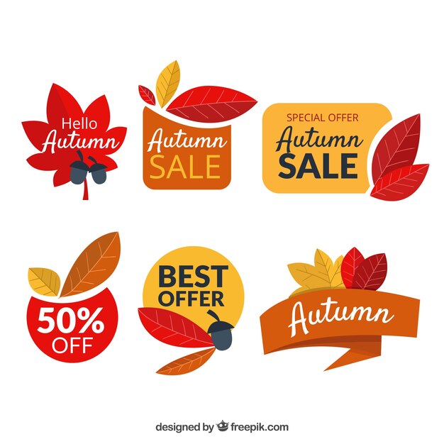 Autumn sale badges collection in flat style