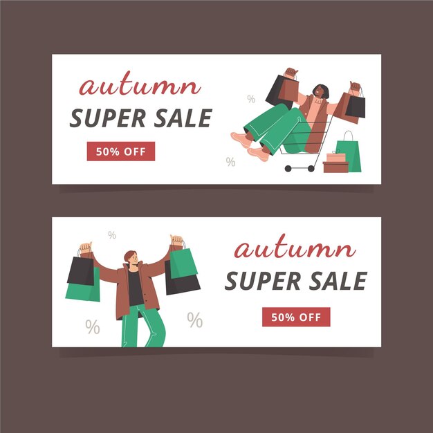 Autumn sale banner design set