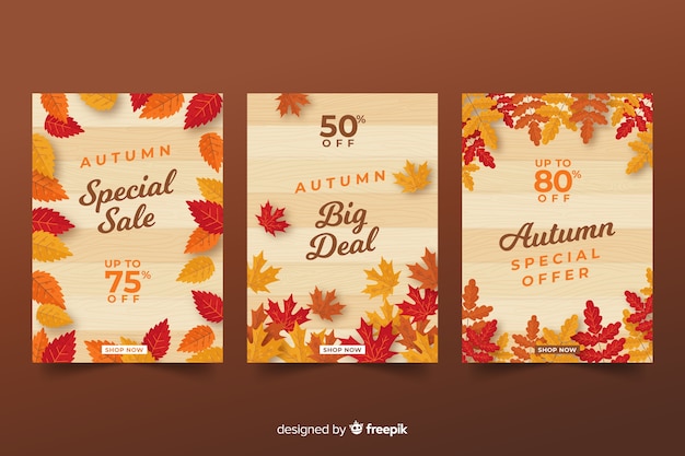 Autumn sale banners flat design