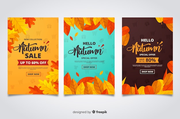 Autumn sale banners flat style