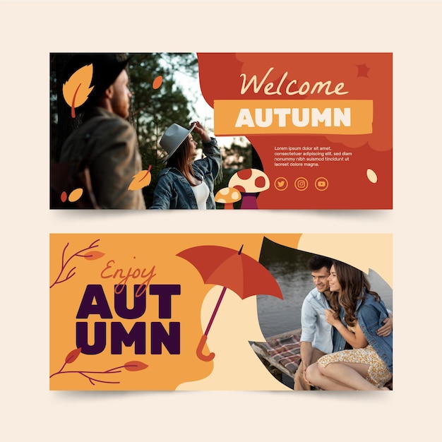 Autumn sale banners set with photo