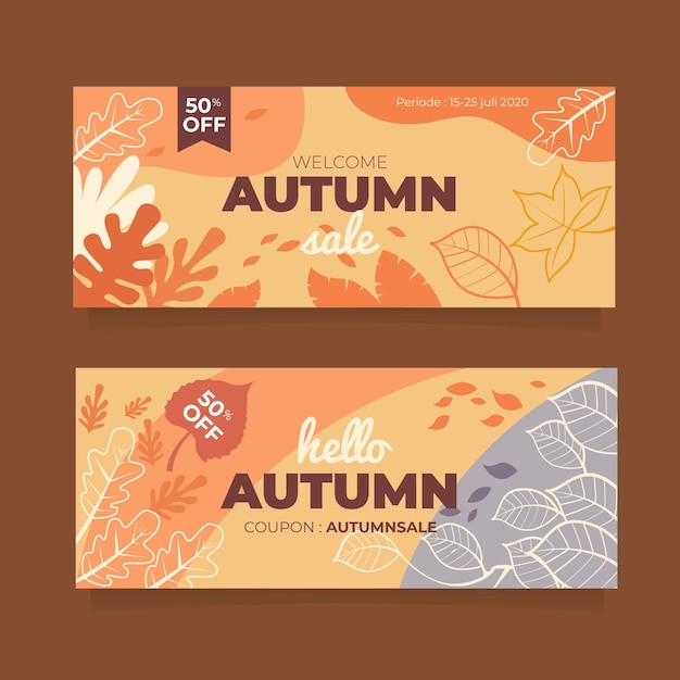 Autumn sale banners with leaves