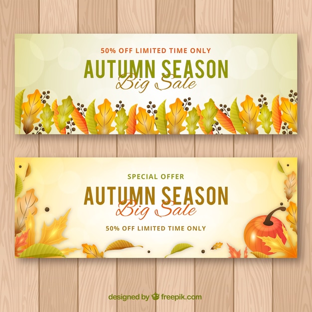 Free Vector autumn sale banners