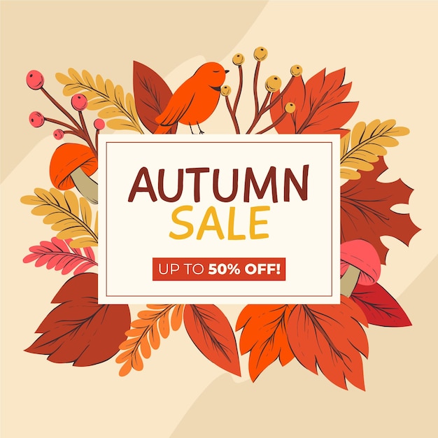 Free Vector autumn sale hand-drawn