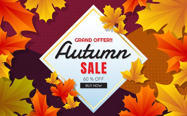 autumn sale template banner Vector background