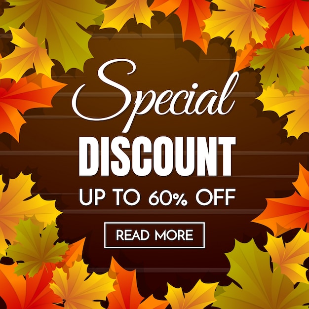 autumn sale template banner Vector background