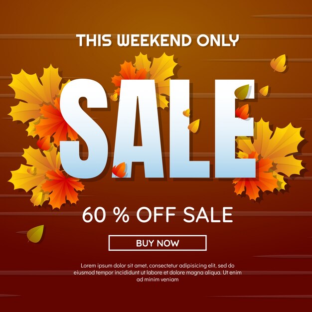 autumn sale template banner Vector background