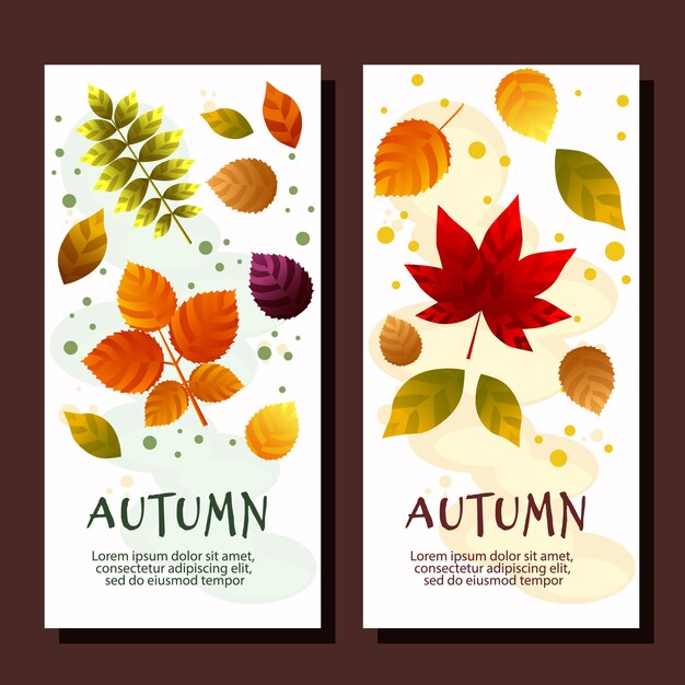 Autumn sale vertical banners with leaves